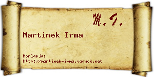 Martinek Irma névjegykártya